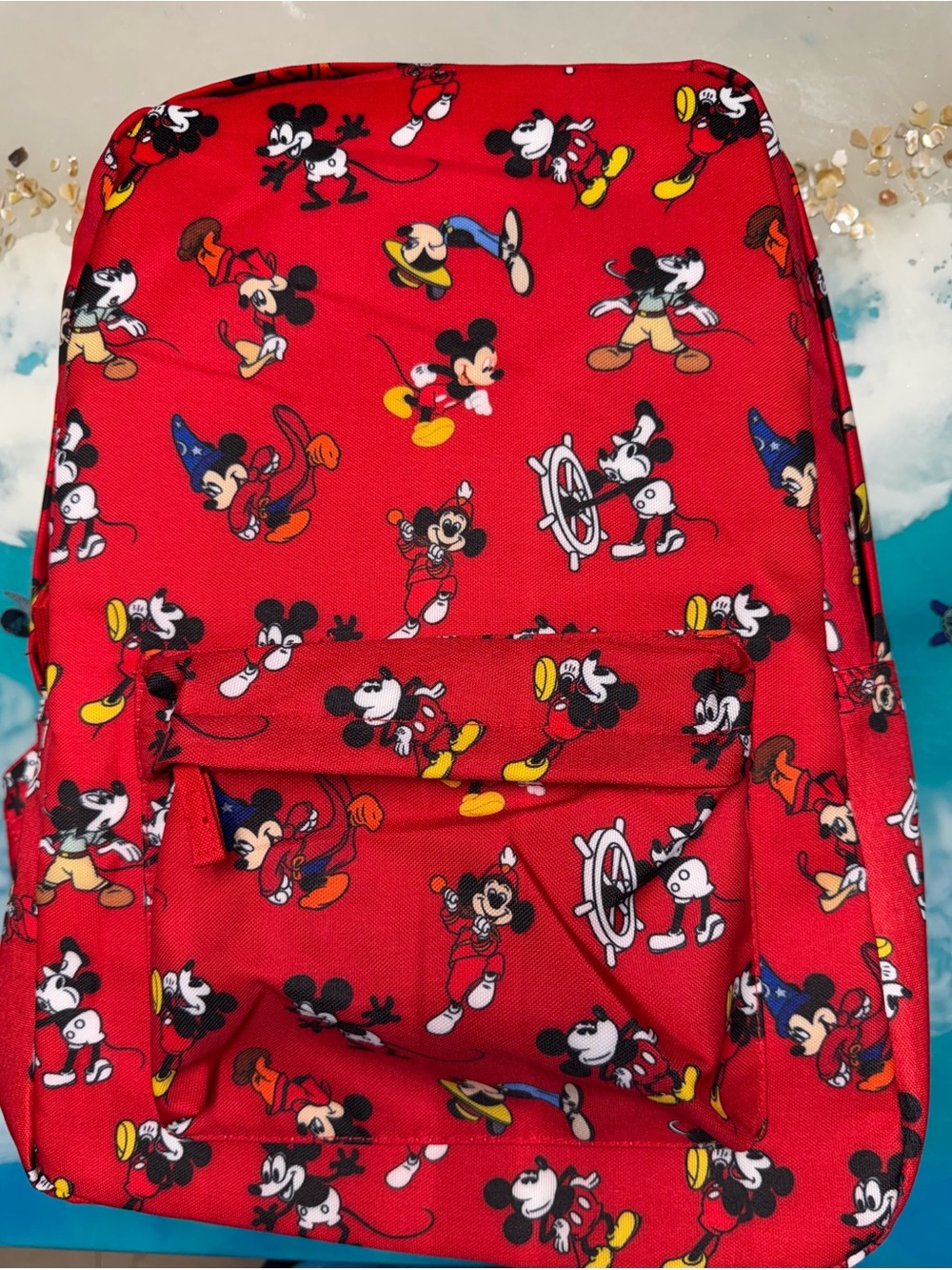 Red Mickey Mouse Print Backpack